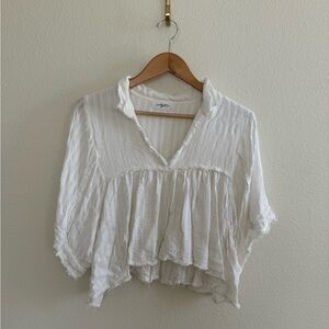 Carly Jean Los Angeles white boho, crop blouse.